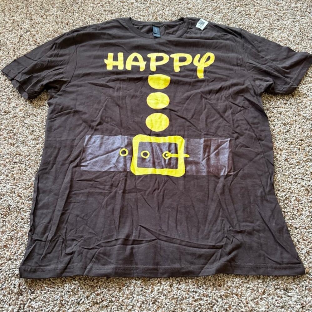 Happy Seven Dwarfs Brown T-shirt Men's sz Lerge Printed Belt